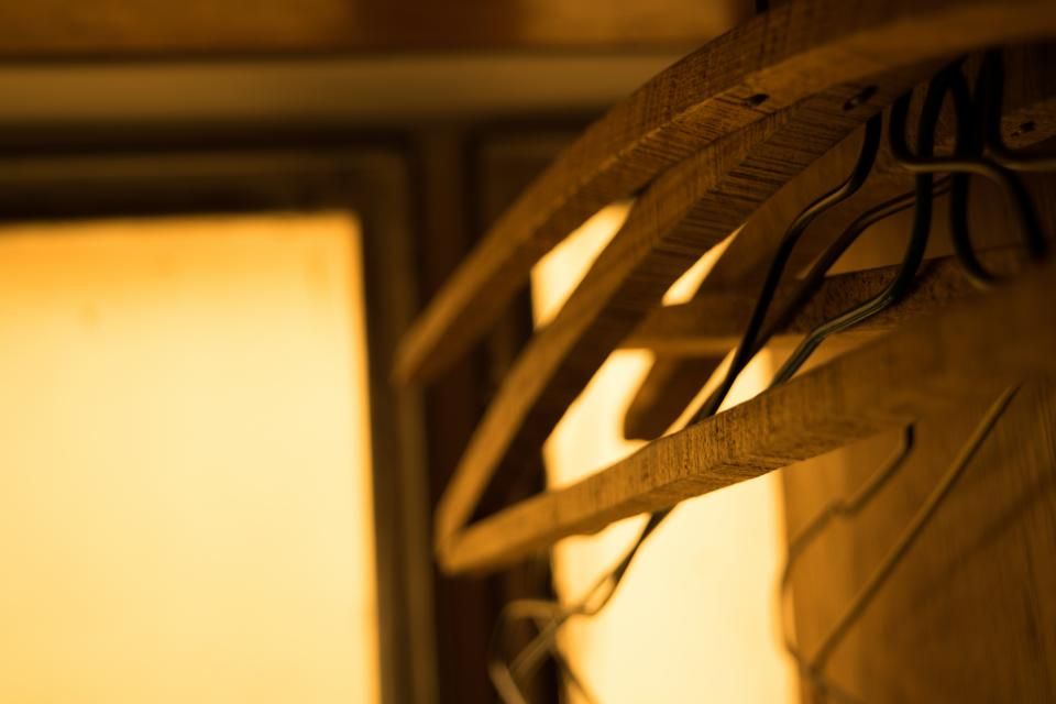 Warm glowing wooden lamp shade